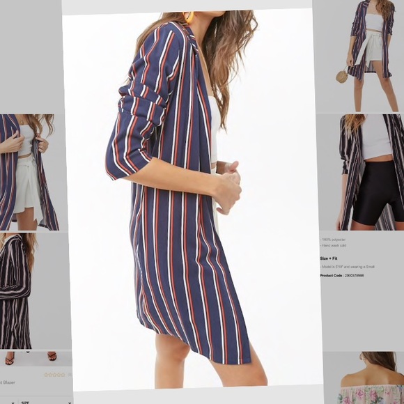 Striped open-front jacket - Picture 2 of 5